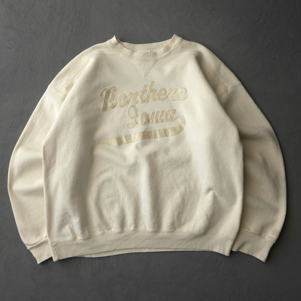 Vintage 90s Sweatshirt XL Cream Northern Iowa Panthers Discus Athletic